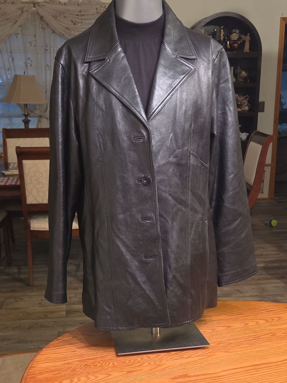 Wilsons Leather Classic Black Button-Front Leather Jacket